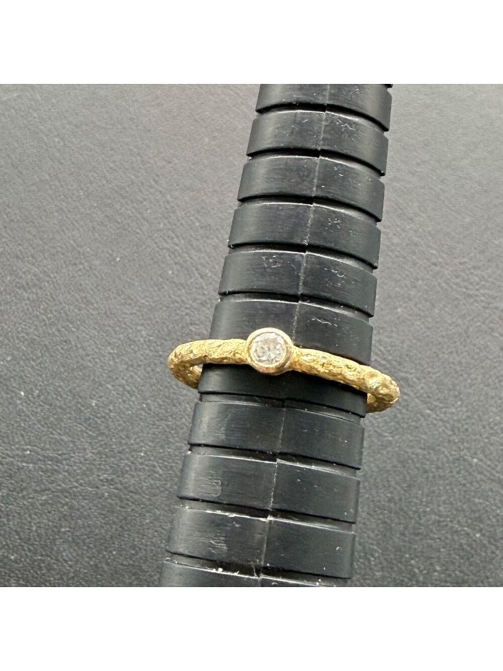 FAS 925 Sterling Silver Gold-Plated Ring Bezel-Set Stone Size 6.5